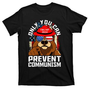 Trump Bear 45 47 MAGA 2024 Only You Can Prevent Socialism T-Shirt