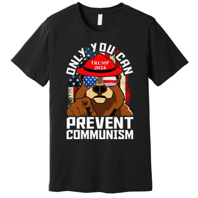 Trump Bear 45 47 MAGA 2024 Only You Can Prevent Socialism Premium T-Shirt