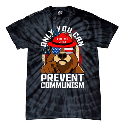 Trump Bear 45 47 MAGA 2024 Only You Can Prevent Socialism Tie-Dye T-Shirt