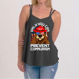 Trump Bear 45 47 Maga 2024 Only You Can Prevent Communism Women's Strappy Tank