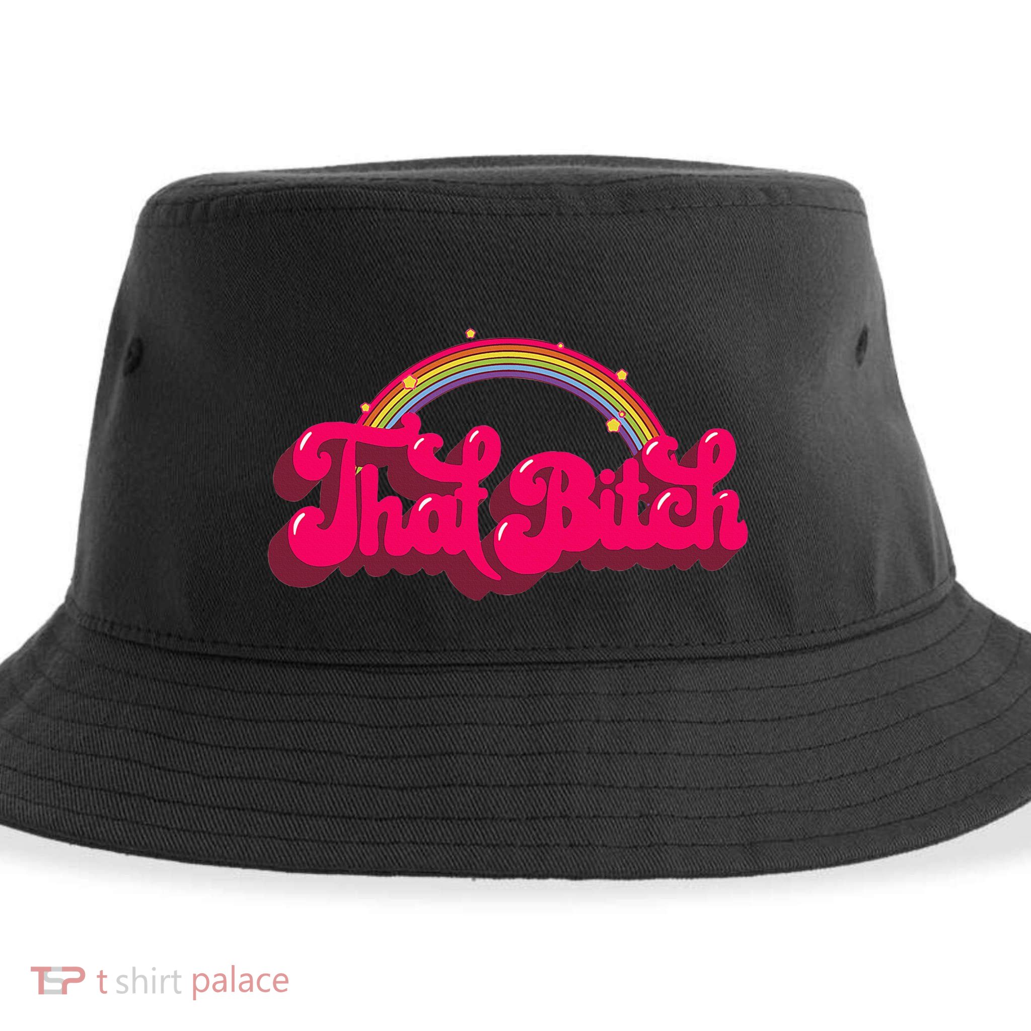 That Bitch 60s 70s 70s 90s Retro Grunge Hippie Rainbow Sustainable Bucket Hat