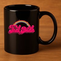 That Bitch 60s 70s 70s 90s Retro Grunge Hippie Rainbow 11oz C Handle Ceramic Mug