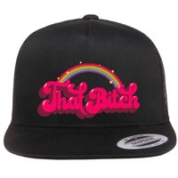 That Bitch 60s 70s 70s 90s Retro Grunge Hippie Rainbow Flatbill Hat