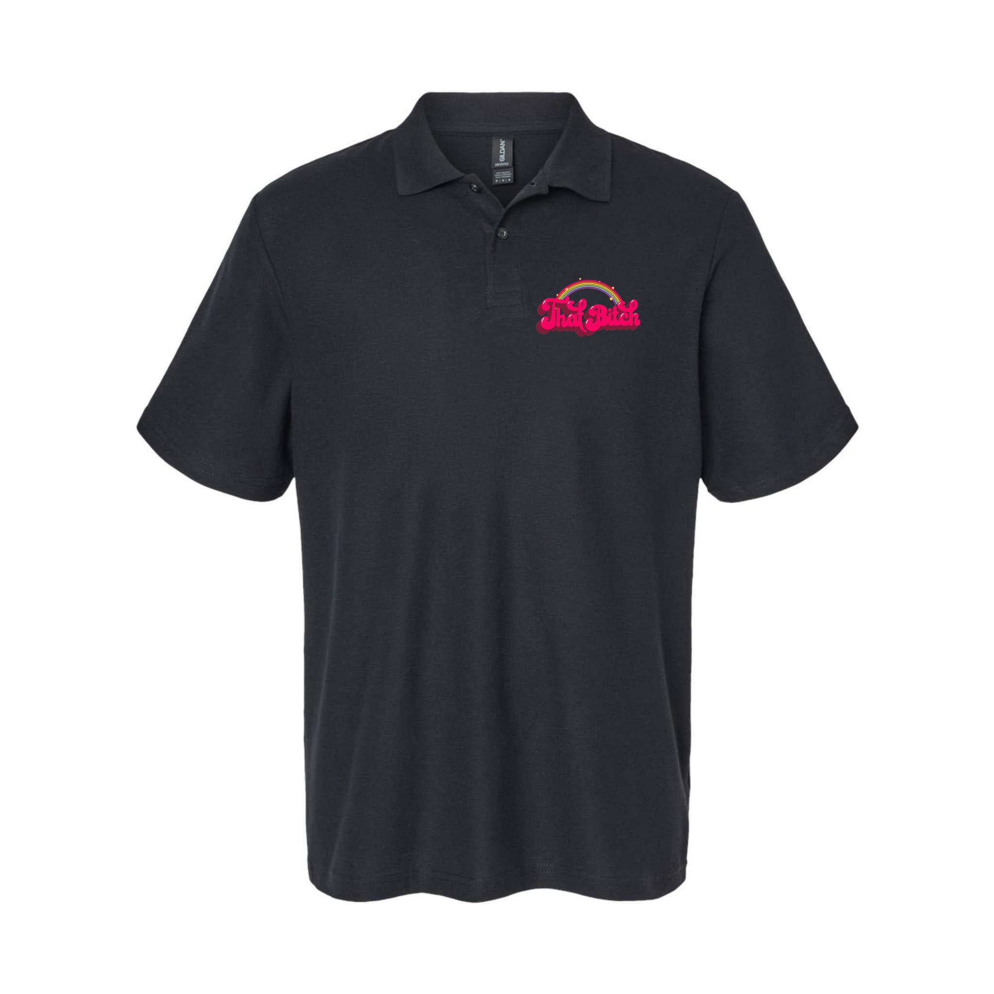 That Bitch 60s 70s 70s 90s Retro Grunge Hippie Rainbow Polo