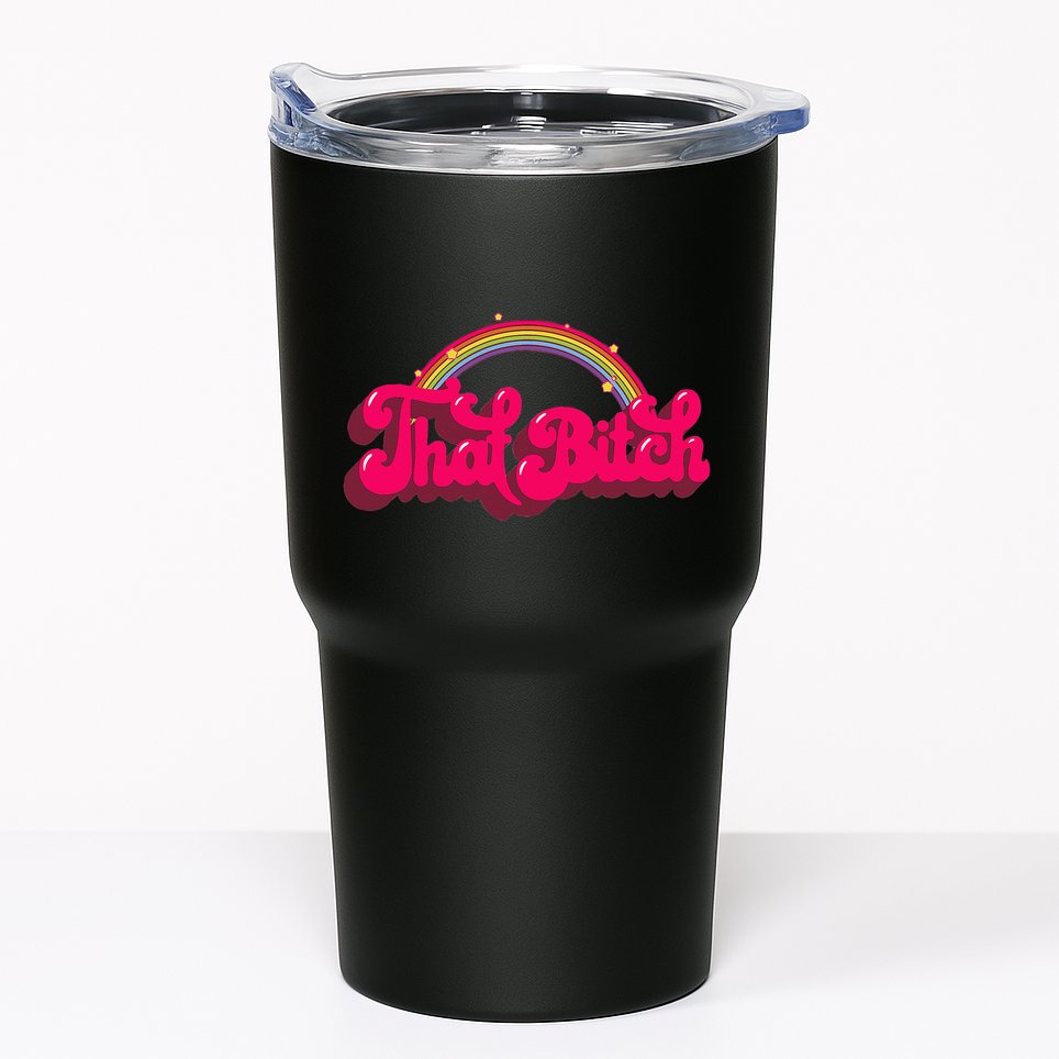 That Bitch 60s 70s 70s 90s Retro Grunge Hippie Rainbow Tumbler