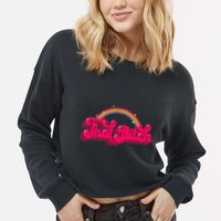 That Bitch 60s 70s 70s 90s Retro Grunge Hippie Rainbow Cropped Pullover Crew