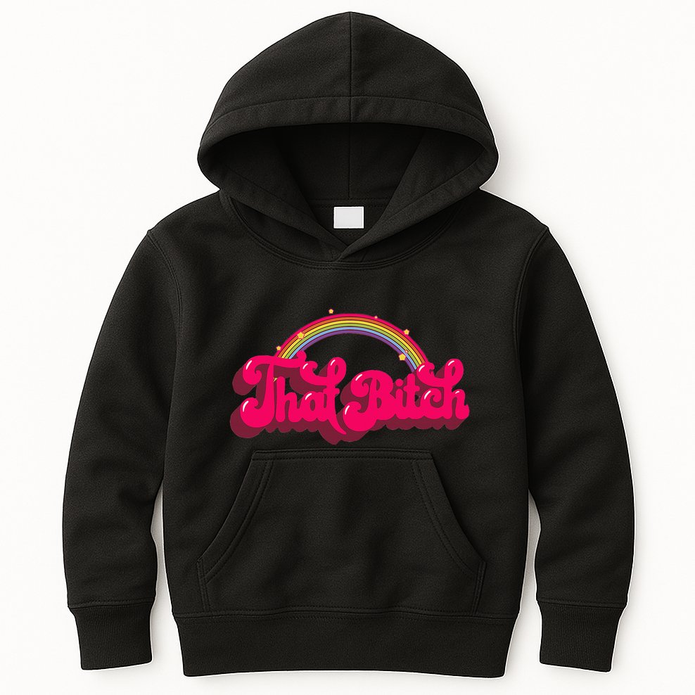 That Bitch 60s 70s 70s 90s Retro Grunge Hippie Rainbow Kids Hoodie