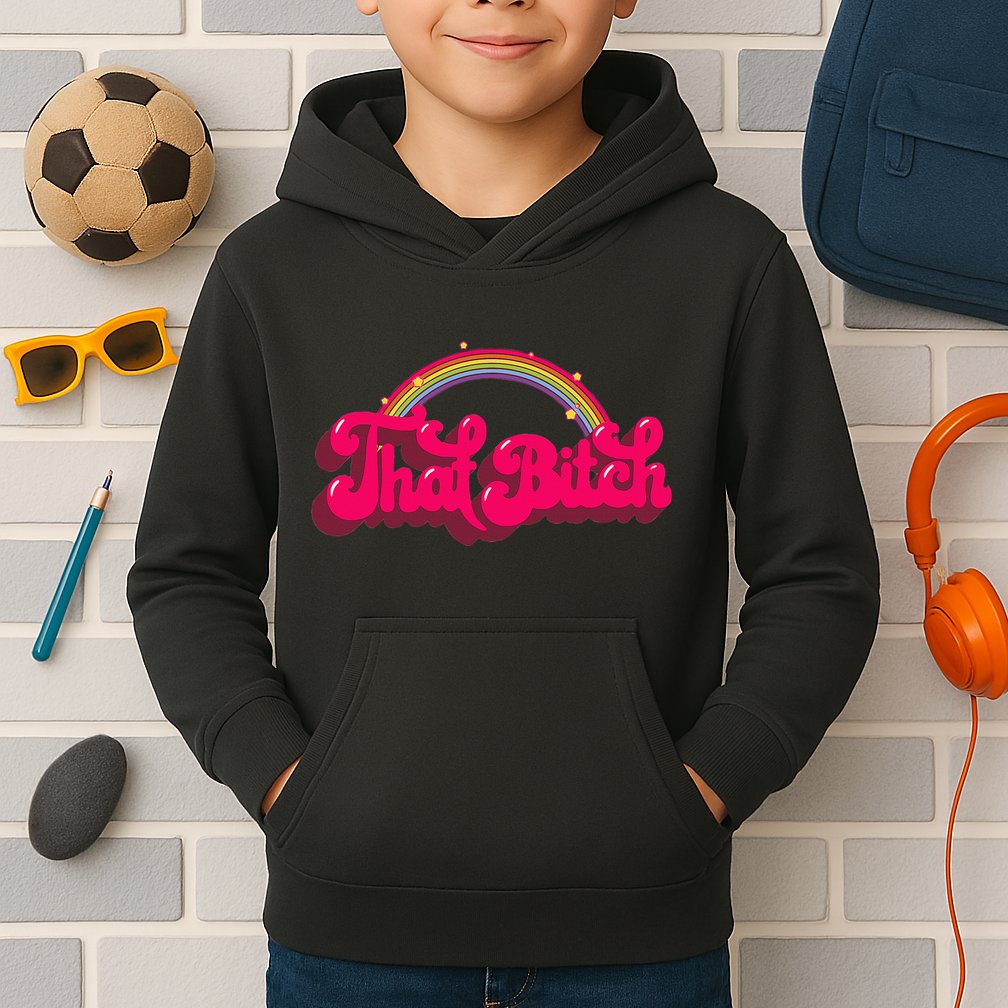 That Bitch 60s 70s 70s 90s Retro Grunge Hippie Rainbow Kids Hoodie