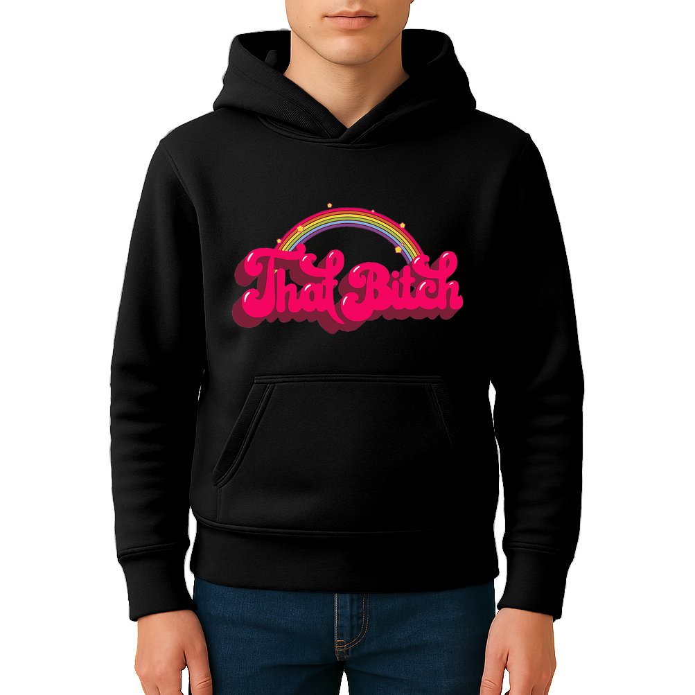 That Bitch 60s 70s 70s 90s Retro Grunge Hippie Rainbow Kids Hoodie