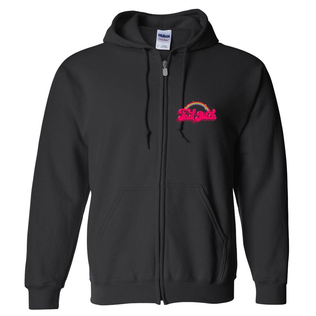 That Bitch 60s 70s 70s 90s Retro Grunge Hippie Rainbow Full Zip Hoodie