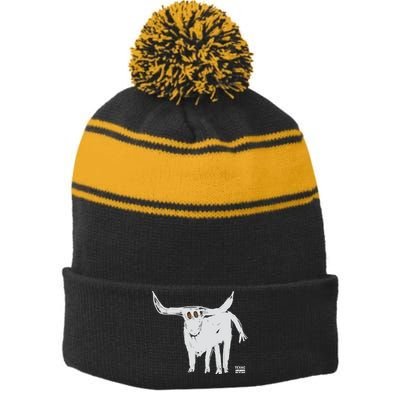 Texas Blue 84 For All The Horns Stripe Pom Pom Beanie