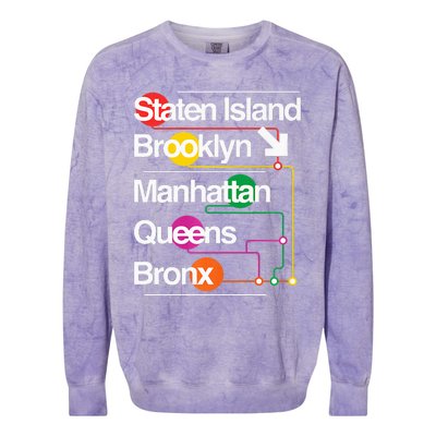 The Big Apple New York City Five Boroughs Nyc S.U.B.W.A.Y Map Colorblast Crewneck Sweatshirt