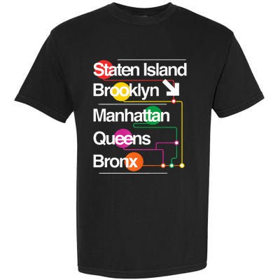 The Big Apple New York City Five Boroughs Nyc S.U.B.W.A.Y Map Garment-Dyed Heavyweight T-Shirt