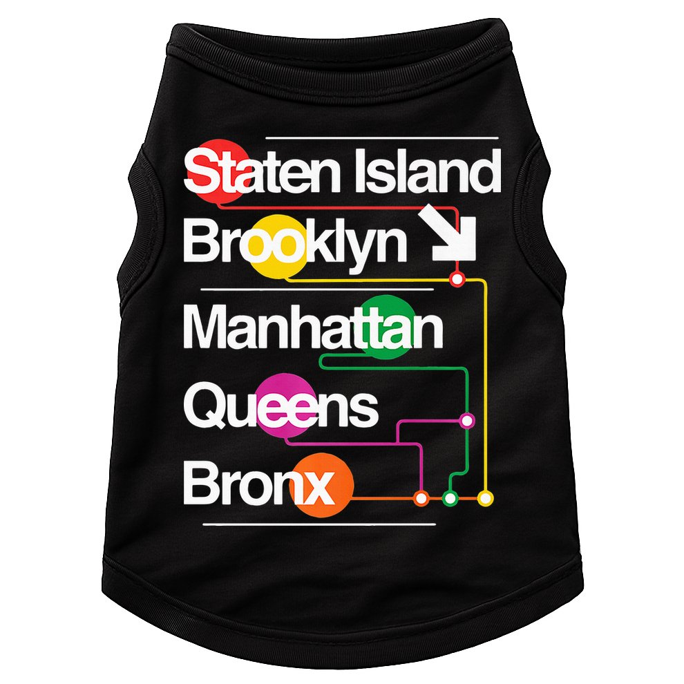 The Big Apple New York City Five Boroughs Nyc S.U.B.W.A.Y Map Doggie Tank