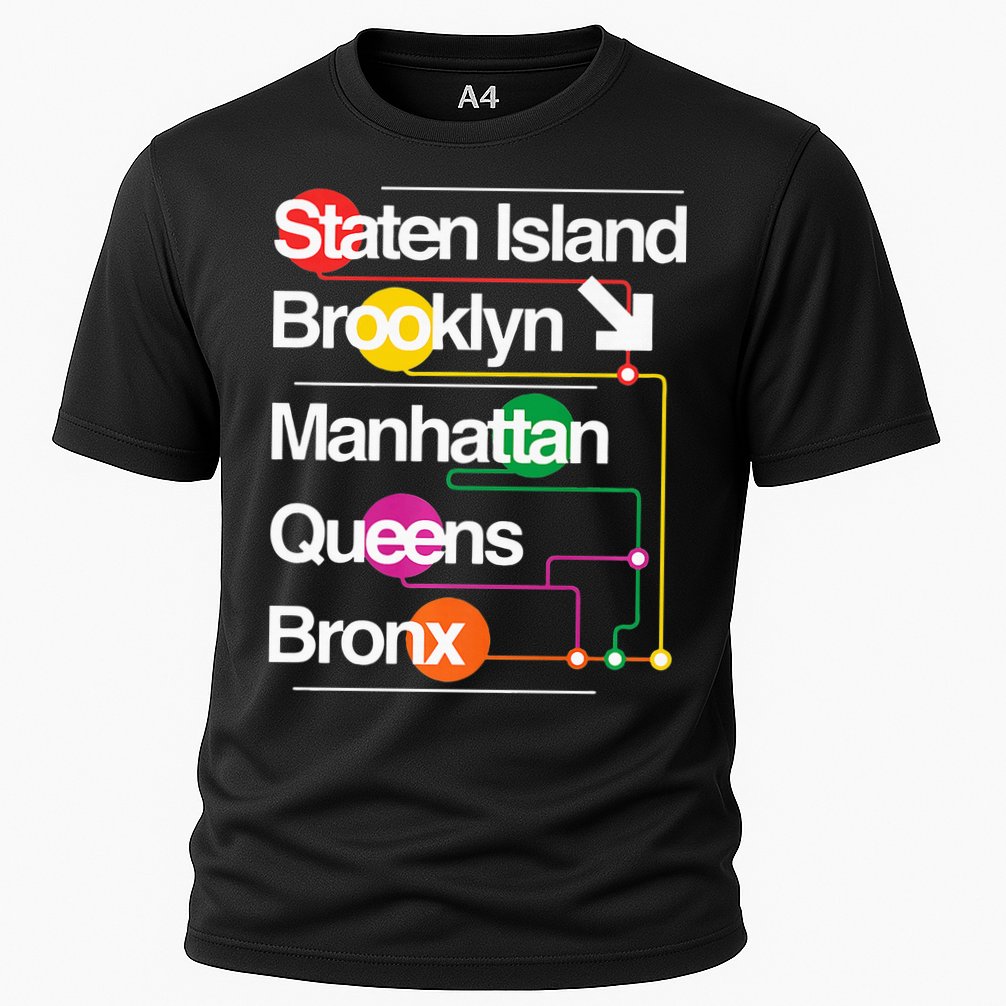 The Big Apple New York City Five Boroughs Nyc S.U.B.W.A.Y Map Cooling Performance Crew T-Shirt
