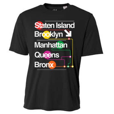 The Big Apple New York City Five Boroughs Nyc S.U.B.W.A.Y Map Cooling Performance Crew T-Shirt