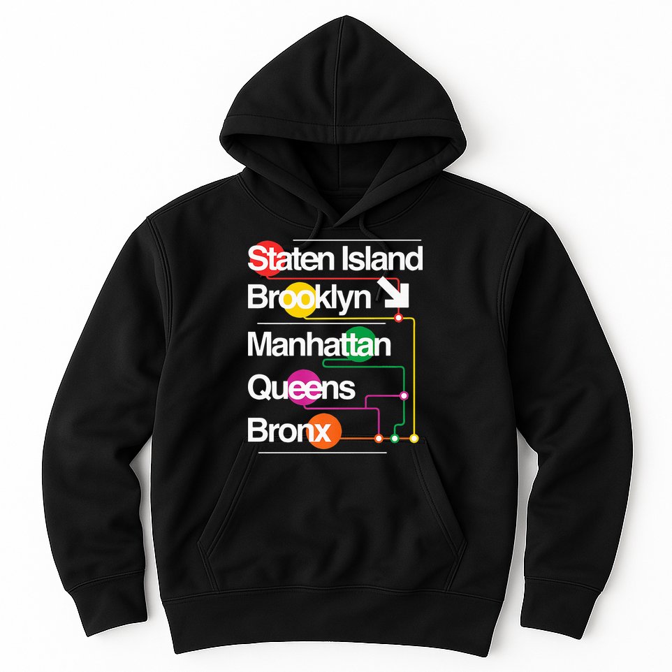 The Big Apple New York City Five Boroughs Nyc S.U.B.W.A.Y Map Hoodie