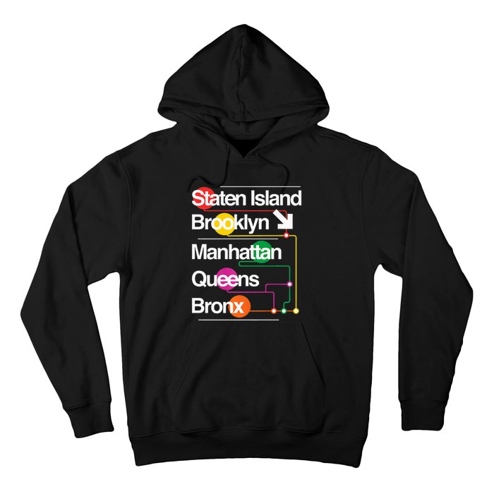 The Big Apple New York City Five Boroughs Nyc S.U.B.W.A.Y Map Hoodie