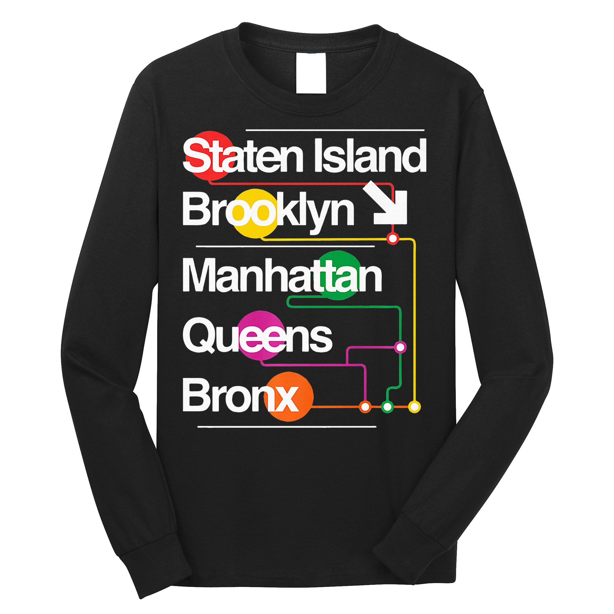 The Big Apple New York City Five Boroughs Nyc S.U.B.W.A.Y Map Long Sleeve Shirt