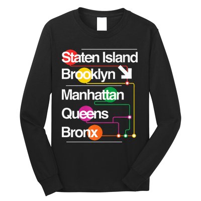 The Big Apple New York City Five Boroughs Nyc S.U.B.W.A.Y Map Long Sleeve Shirt