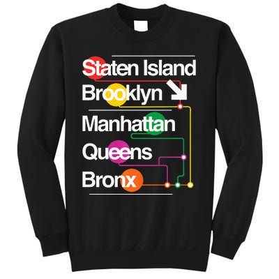 The Big Apple New York City Five Boroughs Nyc S.U.B.W.A.Y Map Sweatshirt