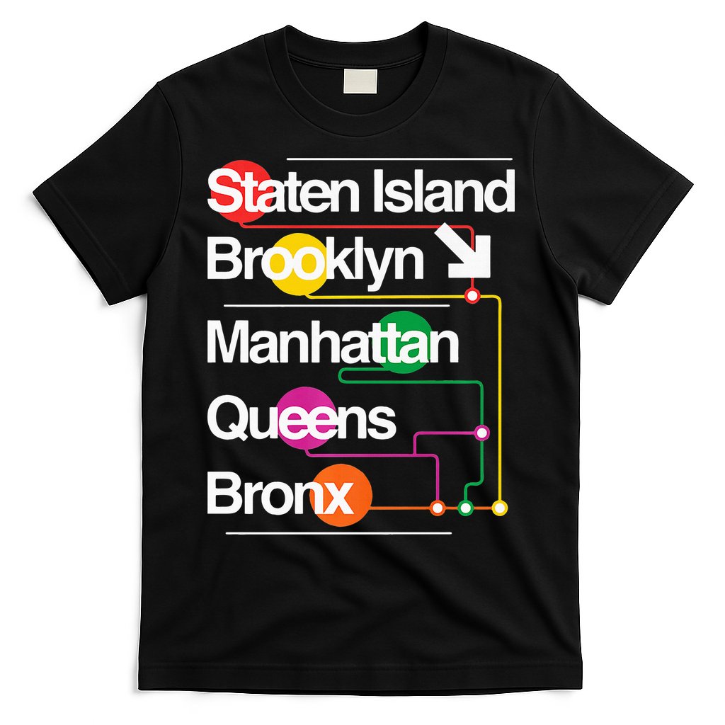 The Big Apple New York City Five Boroughs Nyc S.U.B.W.A.Y Map T-Shirt