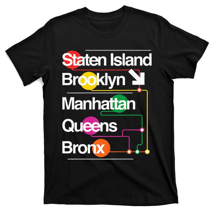 The Big Apple New York City Five Boroughs Nyc S.U.B.W.A.Y Map T-Shirt