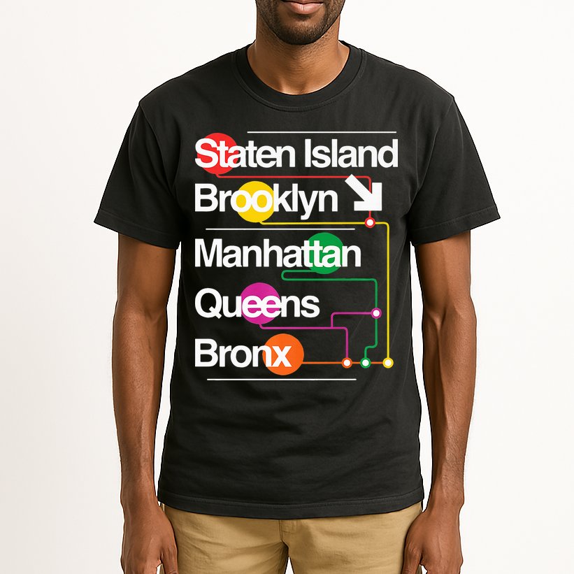 The Big Apple New York City Five Boroughs Nyc S.U.B.W.A.Y Map Tall T-Shirt