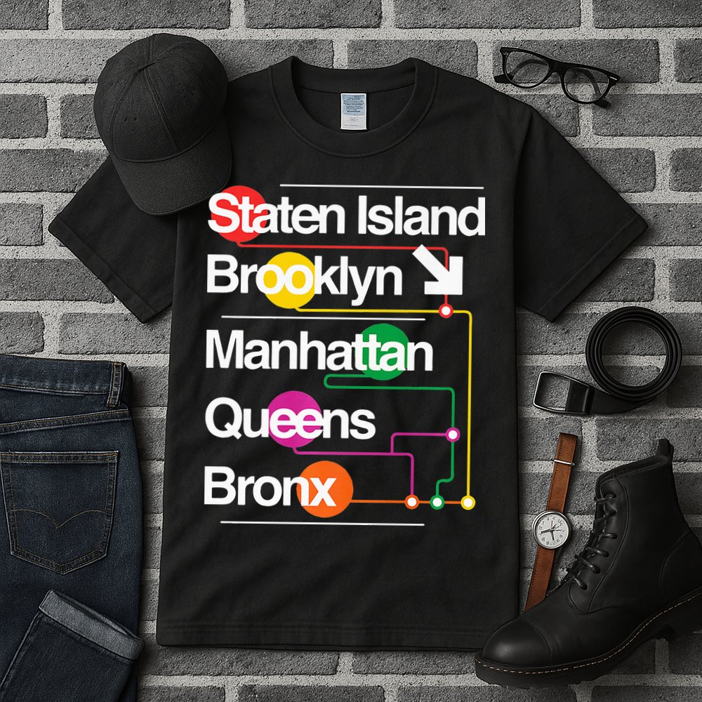 The Big Apple New York City Five Boroughs Nyc S.U.B.W.A.Y Map Tall T-Shirt