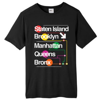 The Big Apple New York City Five Boroughs Nyc S.U.B.W.A.Y Map Tall Fusion ChromaSoft Performance T-Shirt