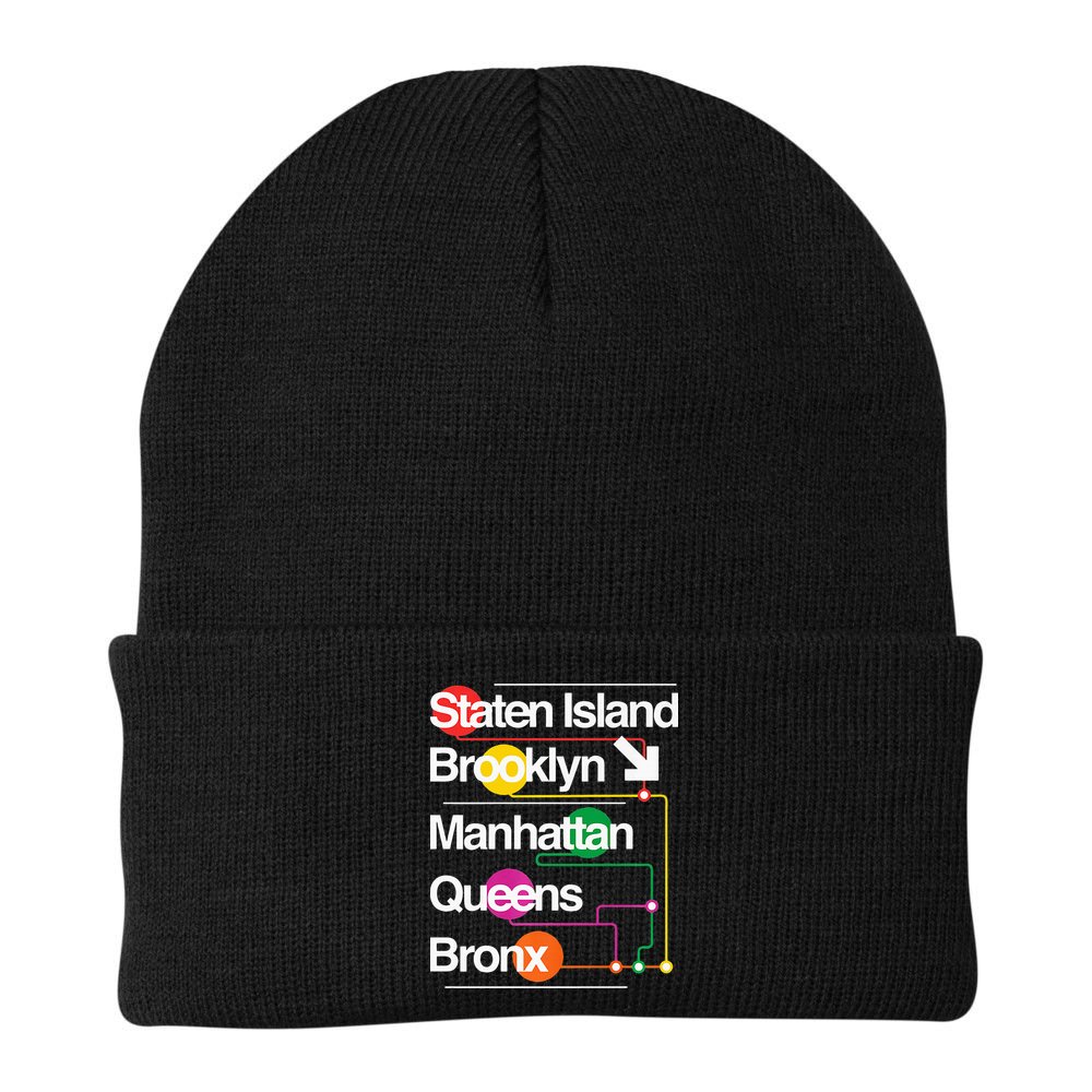 The Big Apple New York City Five Boroughs Nyc S.U.B.W.A.Y Map Beanie