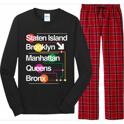 The Big Apple New York City Five Boroughs Nyc S.U.B.W.A.Y Map Long Sleeve Pajama Set