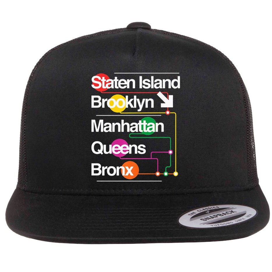The Big Apple New York City Five Boroughs Nyc S.U.B.W.A.Y Map Flat Bill Trucker Hat