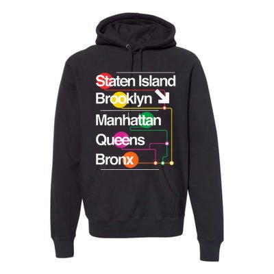 The Big Apple New York City Five Boroughs Nyc S.U.B.W.A.Y Map Premium Hoodie