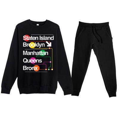 The Big Apple New York City Five Boroughs Nyc S.U.B.W.A.Y Map Premium Crewneck Sweatsuit Set