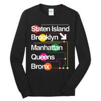 The Big Apple New York City Five Boroughs Nyc S.U.B.W.A.Y Map Tall Long Sleeve T-Shirt