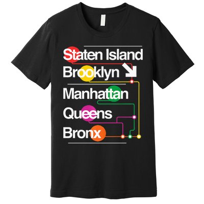 The Big Apple New York City Five Boroughs Nyc S.U.B.W.A.Y Map Premium T-Shirt