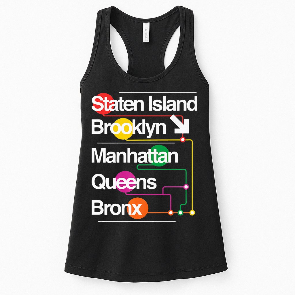 The Big Apple New York City Five Boroughs Nyc S.U.B.W.A.Y Map Womens Tank Top