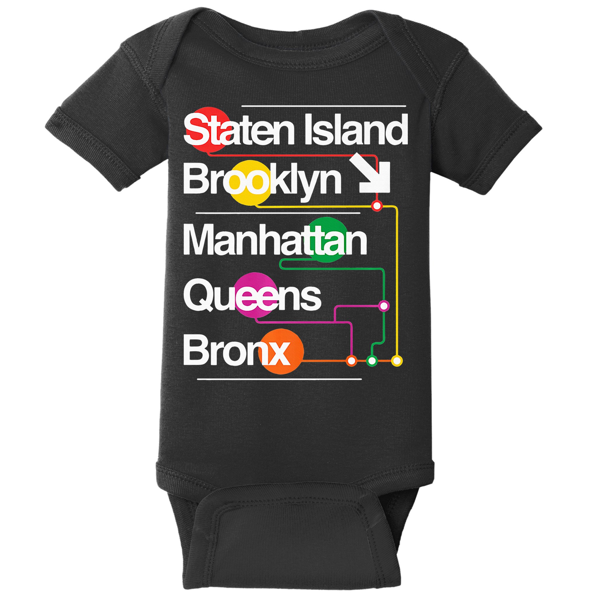 The Big Apple New York City Five Boroughs Nyc S.U.B.W.A.Y Map Baby Bodysuit