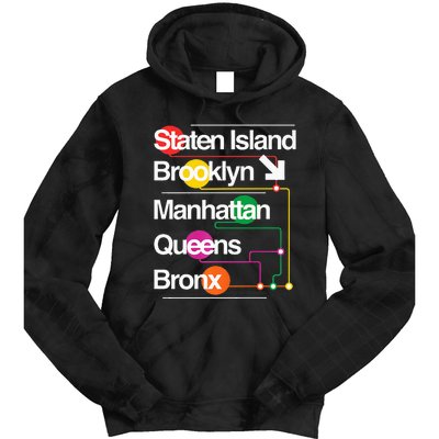 The Big Apple New York City Five Boroughs Nyc S.U.B.W.A.Y Map Tie Dye Hoodie