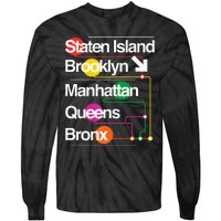 The Big Apple New York City Five Boroughs Nyc S.U.B.W.A.Y Map Tie-Dye Long Sleeve Shirt