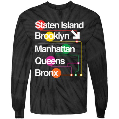 The Big Apple New York City Five Boroughs Nyc S.U.B.W.A.Y Map Tie-Dye Long Sleeve Shirt