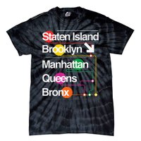 The Big Apple New York City Five Boroughs Nyc S.U.B.W.A.Y Map Tie-Dye T-Shirt