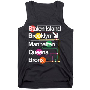 The Big Apple New York City Five Boroughs Nyc S.U.B.W.A.Y Map Tank Top