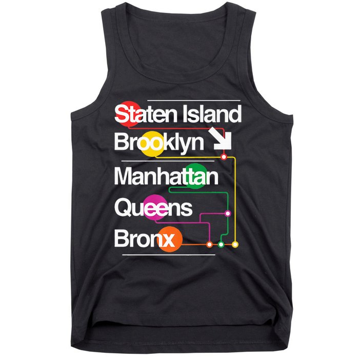 The Big Apple New York City Five Boroughs Nyc S.U.B.W.A.Y Map Tank Top