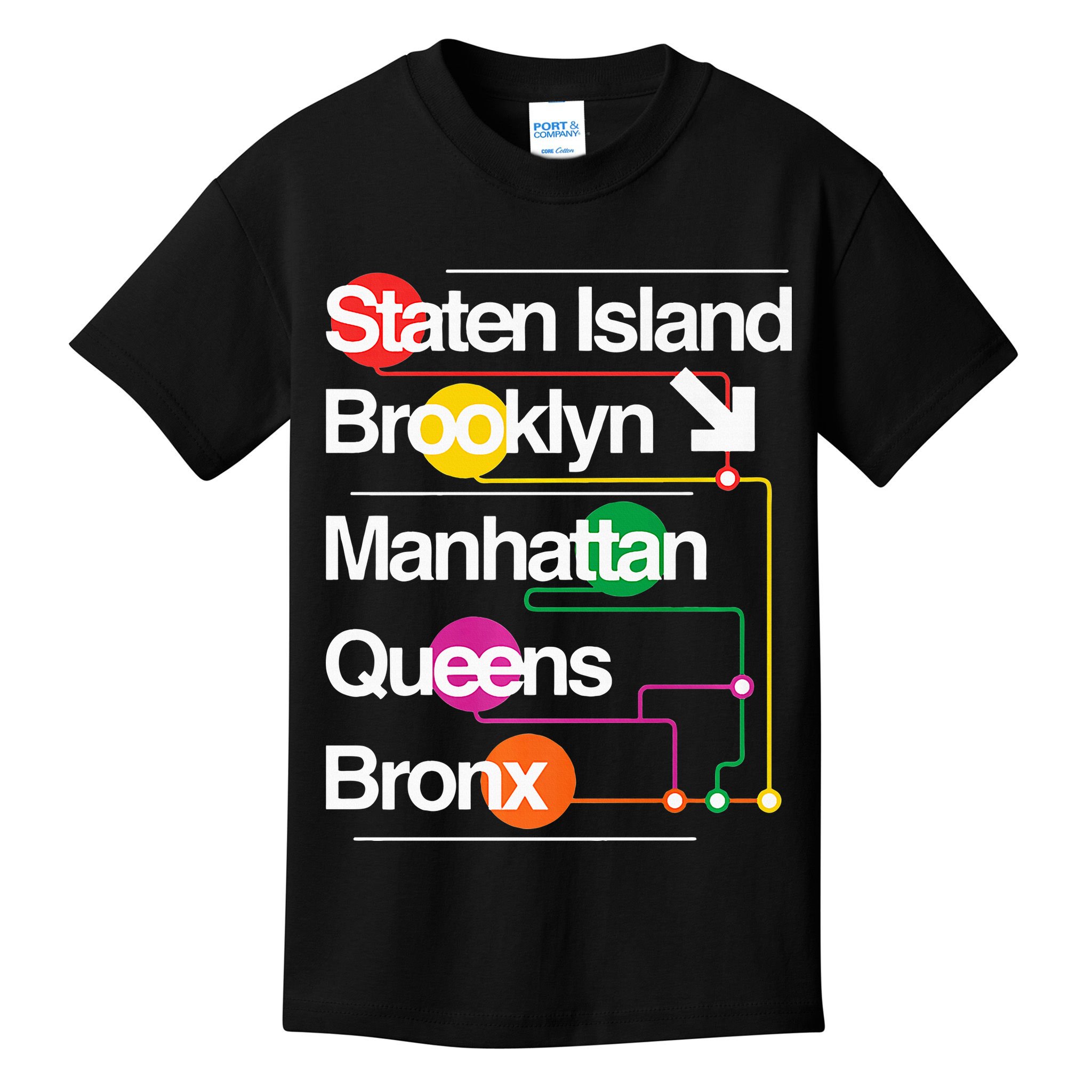 The Big Apple New York City Five Boroughs Nyc S.U.B.W.A.Y Map Kids T-Shirt