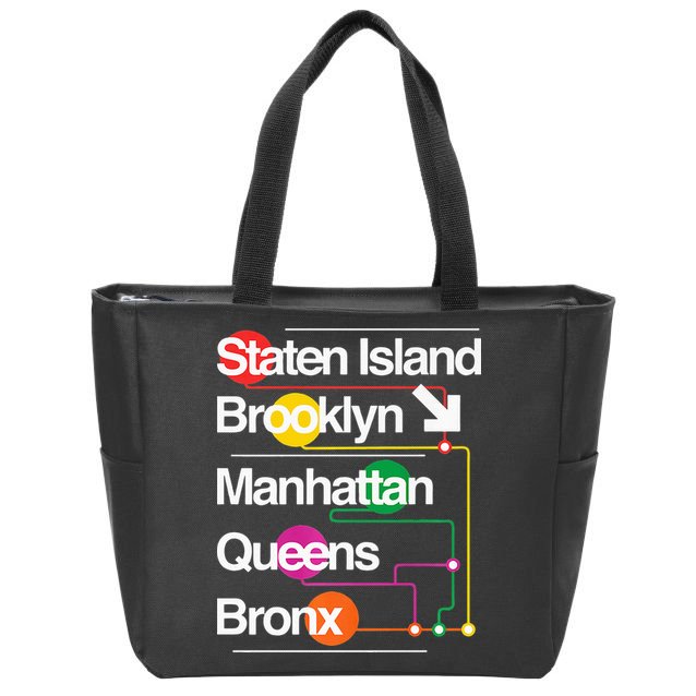 The Big Apple New York City Five Boroughs Nyc S.U.B.W.A.Y Map Zip Tote Bag