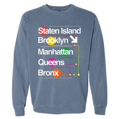 The Big Apple New York City Five Boroughs Nyc S.U.B.W.A.Y Map Garment-Dyed Sweatshirt