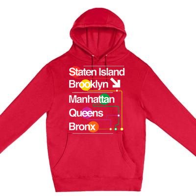 The Big Apple New York City Five Boroughs Nyc S.U.B.W.A.Y Map Premium Pullover Hoodie