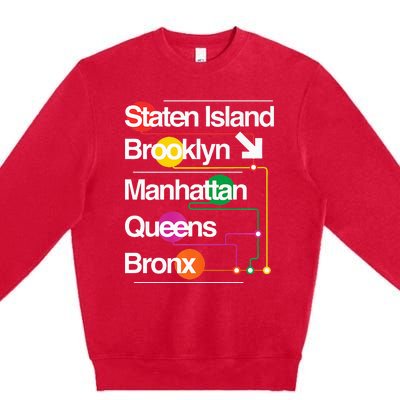 The Big Apple New York City Five Boroughs Nyc S.U.B.W.A.Y Map Premium Crewneck Sweatshirt